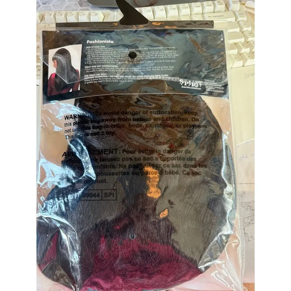 SKU3319 Fashionista Black Long Hair Wig by Spirit (Adult Size - New In Package)